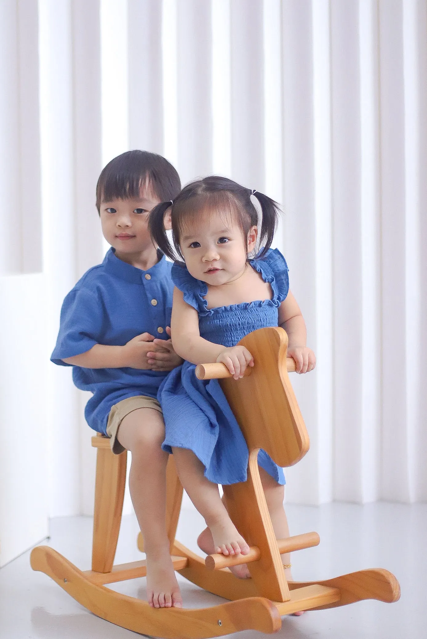 *KIDS* Bliss Boy Mandarin Collar Shirt In Cobalt Blue