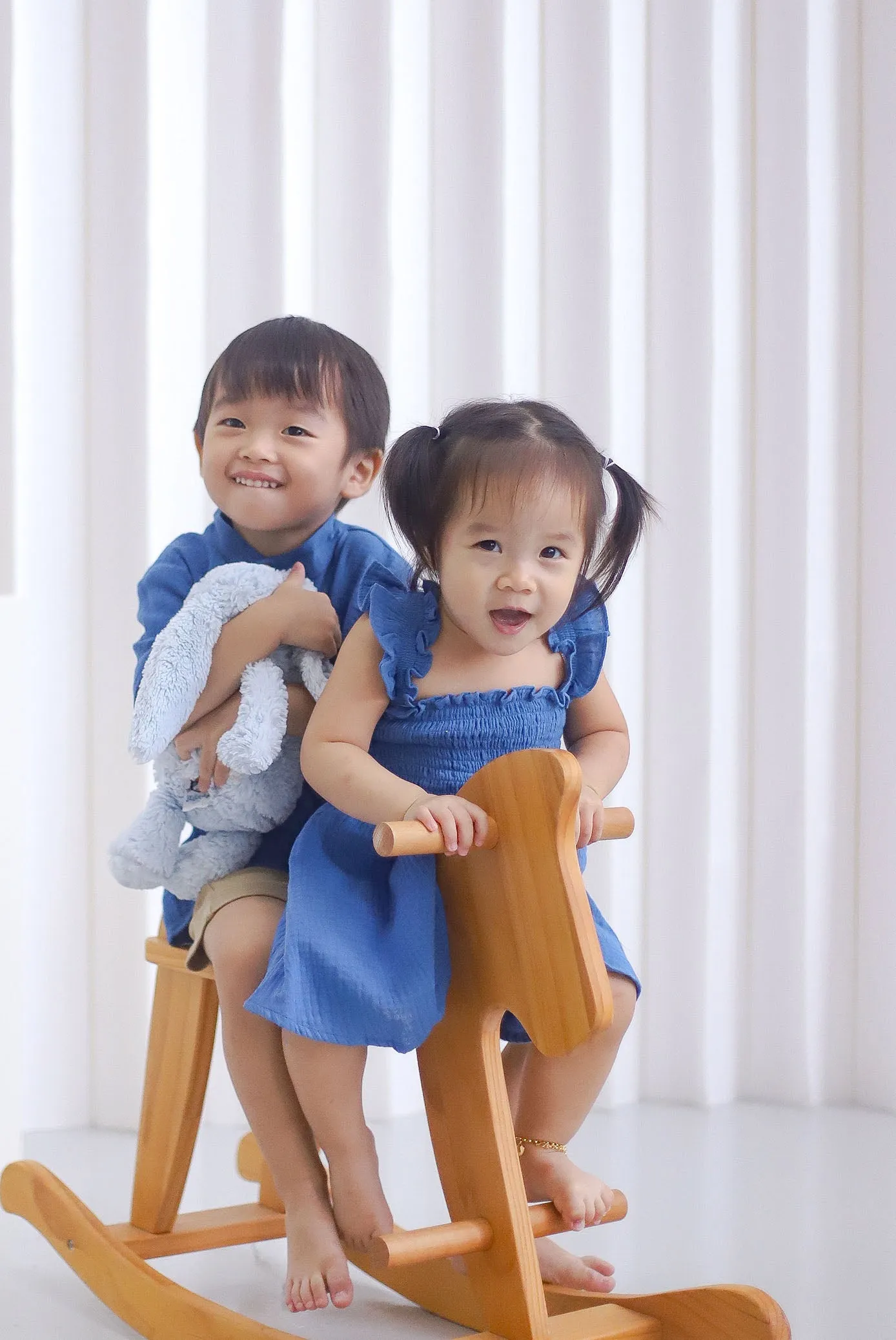 *KIDS* Bliss Boy Mandarin Collar Shirt In Cobalt Blue