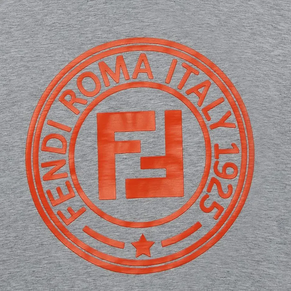 Kids Fendi Round Logo Short Sleeve Tee-Grey
