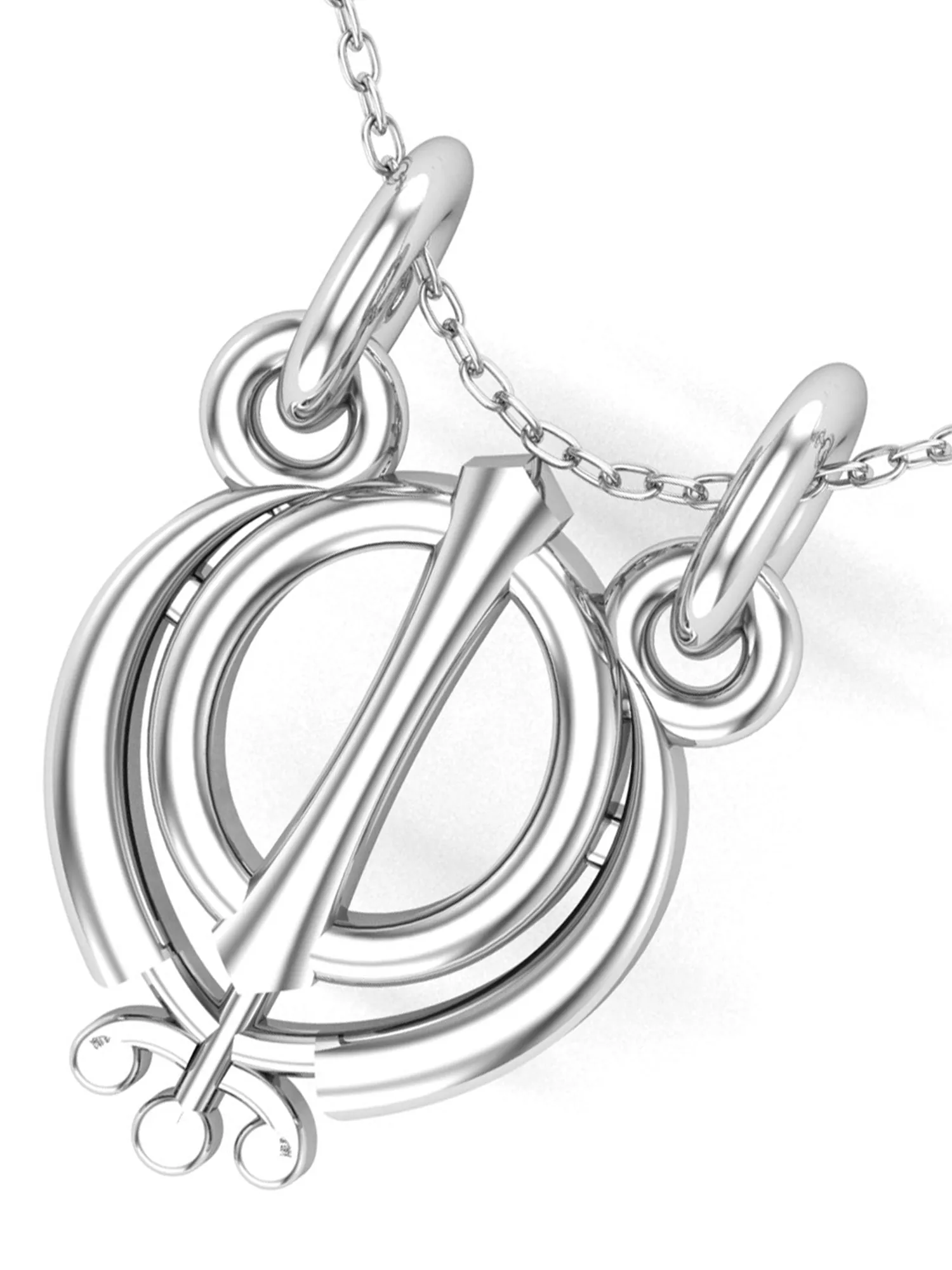 KUNUZ 925 Sterling Silver Ek-Onkar Shape Pendent for Women