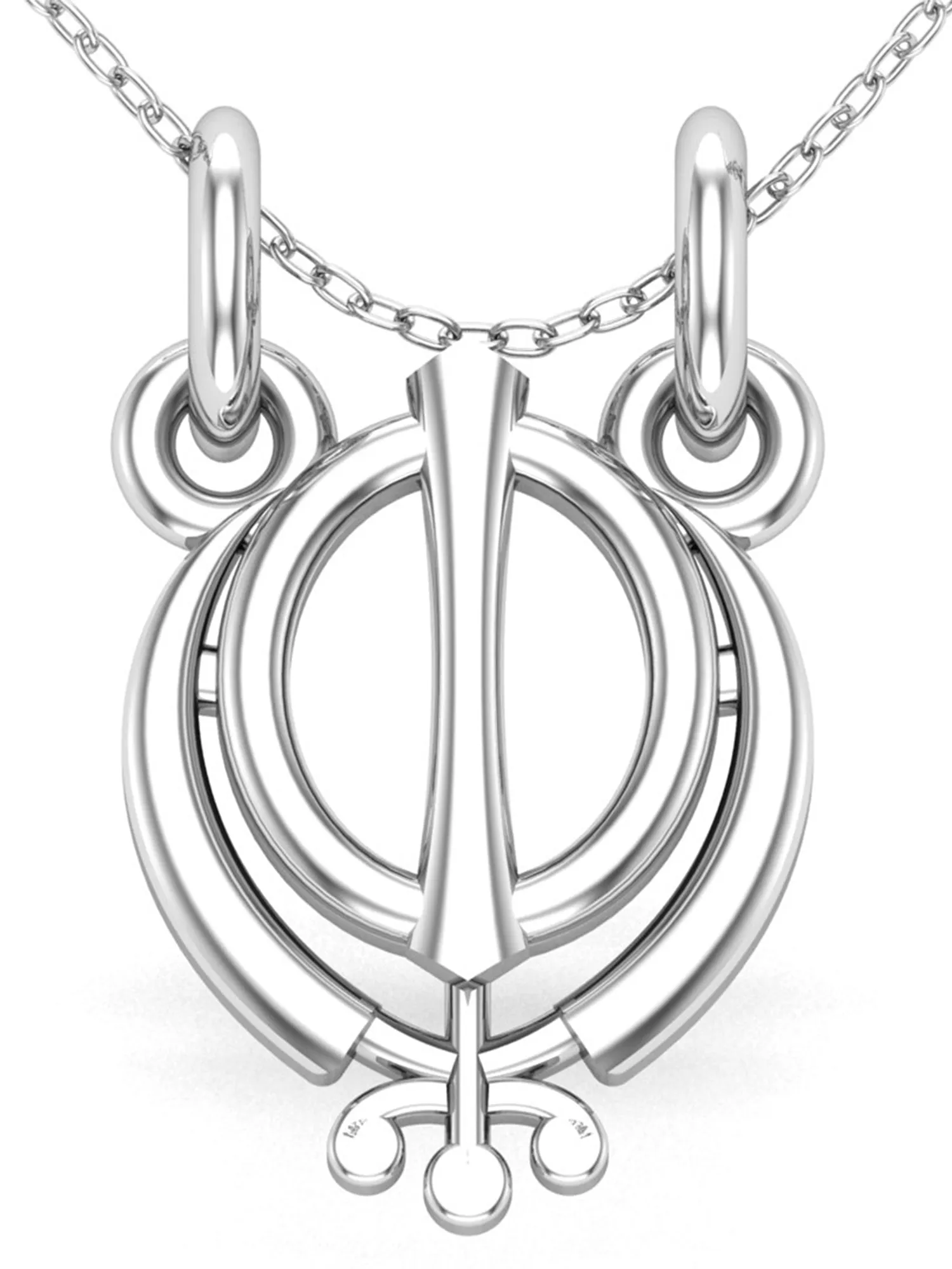 KUNUZ 925 Sterling Silver Ek-Onkar Shape Pendent for Women