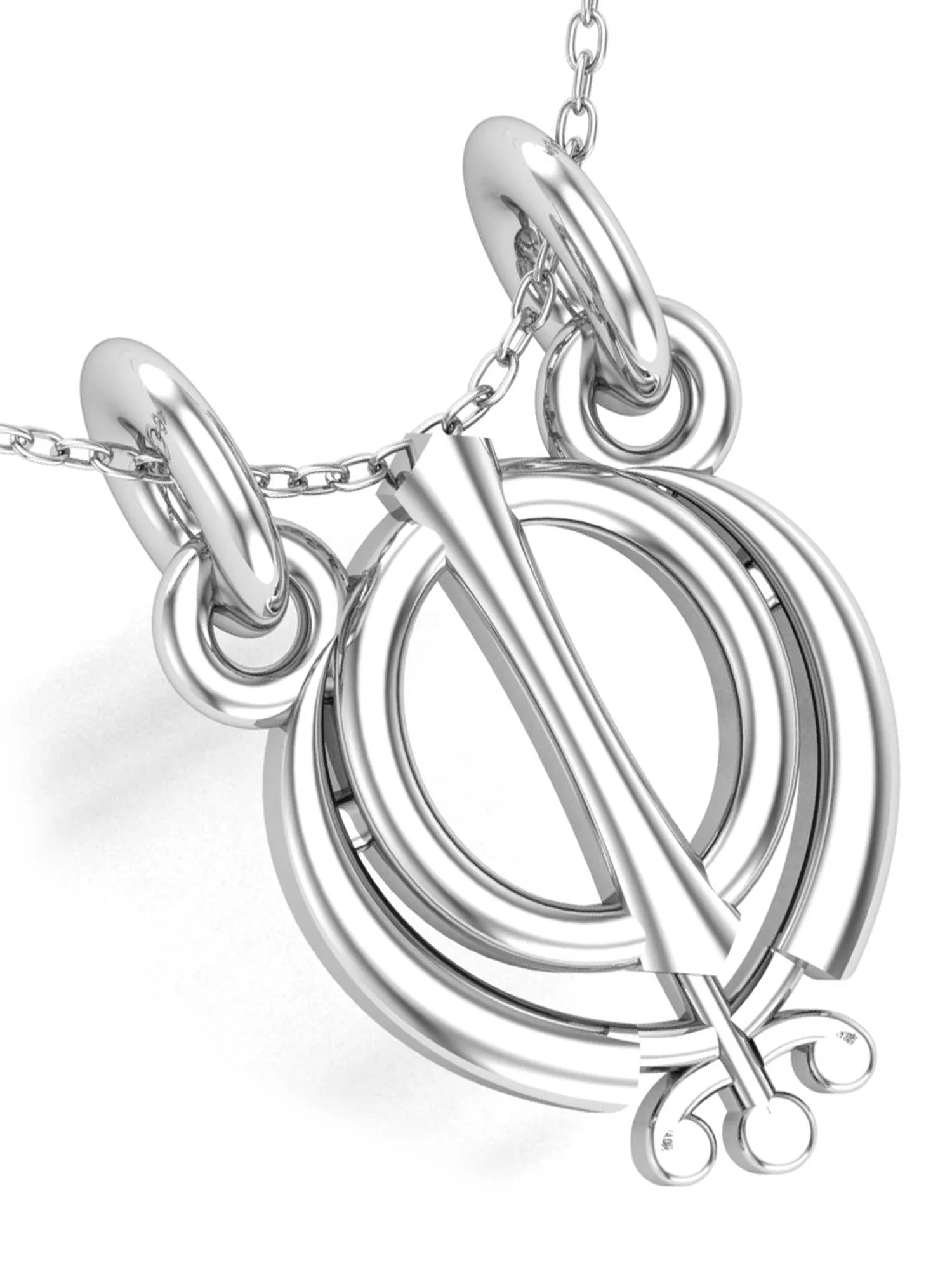 KUNUZ 925 Sterling Silver Ek-Onkar Shape Pendent for Women