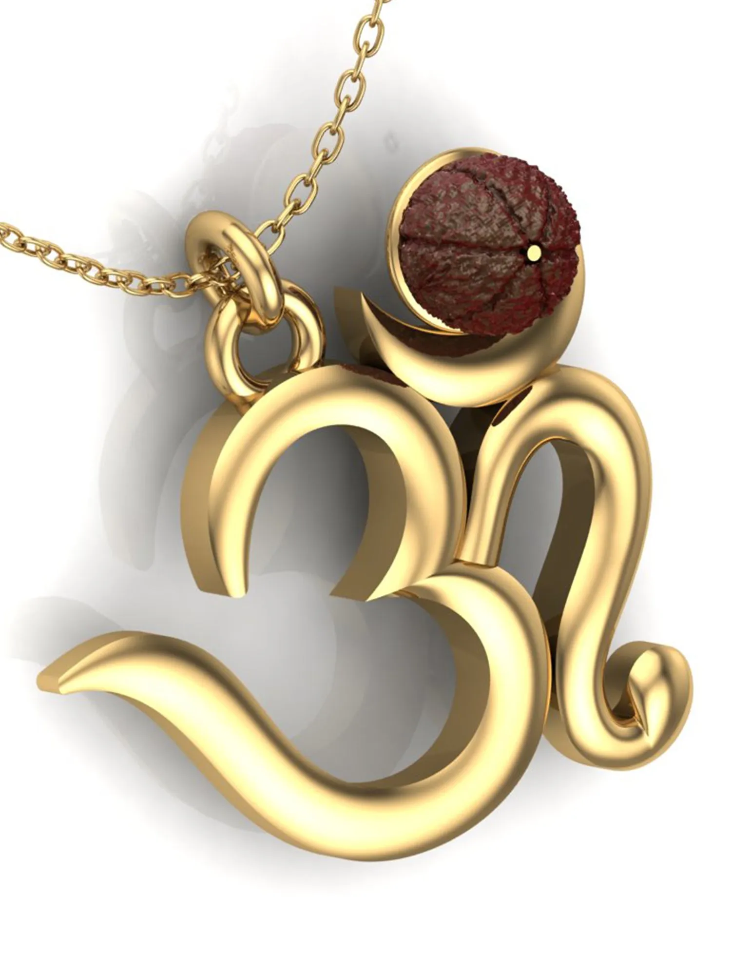 KUNUZ 925 Sterling Silver Gold Plated OM Shape Pendant with Chain for Men and Women