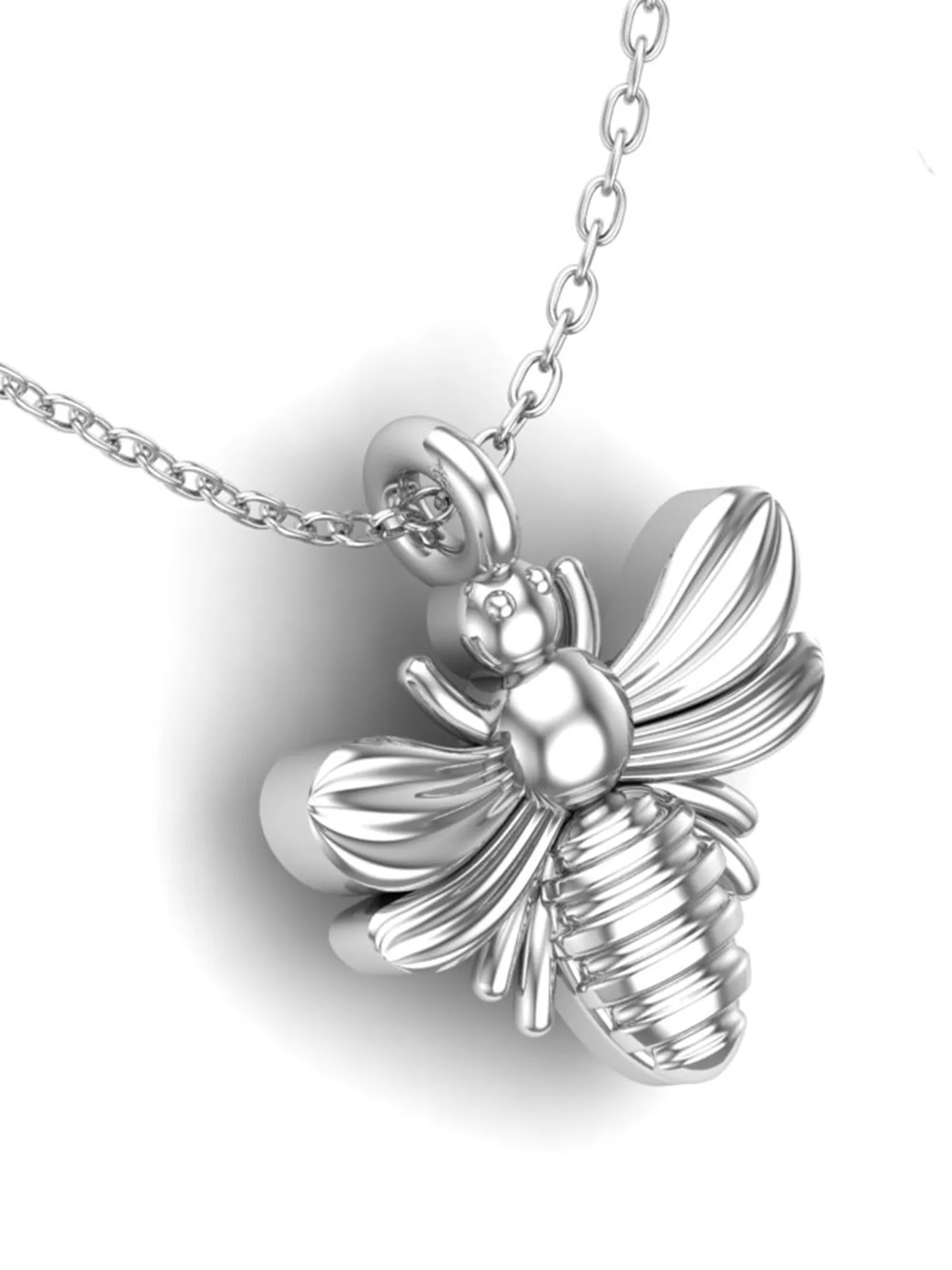 KUNUZ 925 Sterling Silver Honey Bee Shape Pendant with Chain for Women