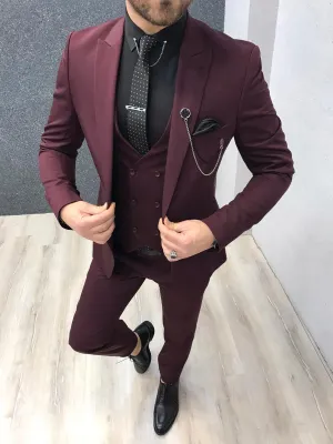 Lancaster Burgundy Slim Fit Suit - Timeless Elegance for Every Occasion