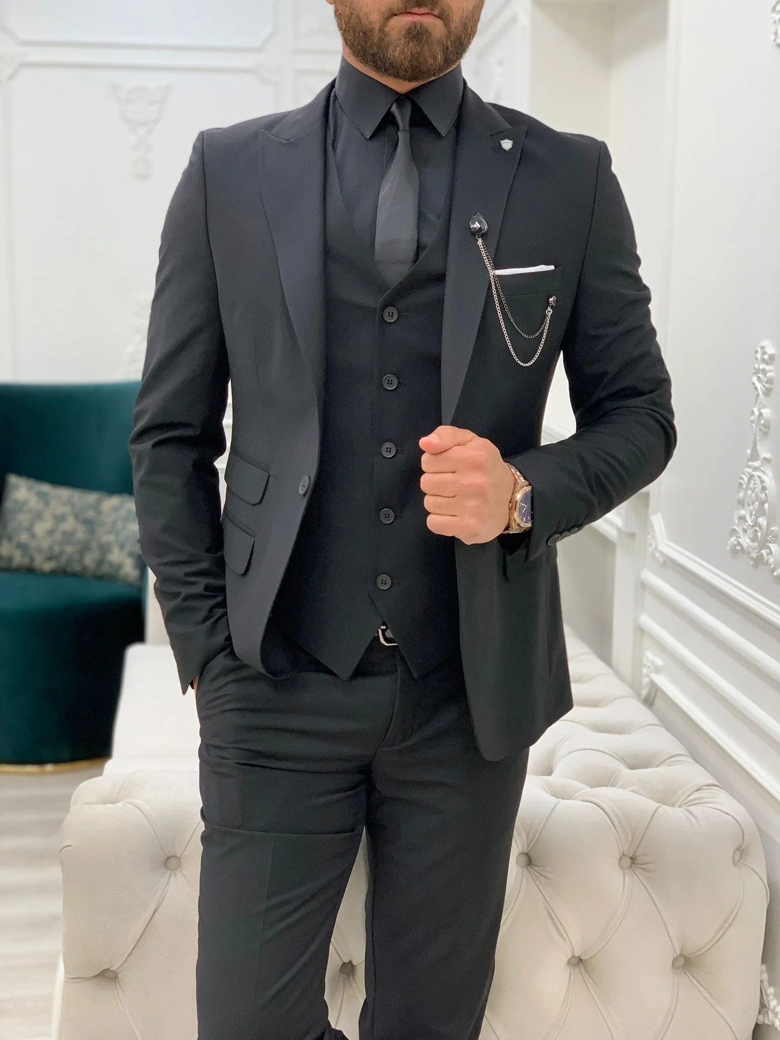 Lance Black Slim Fit Suit - Versatile Three-Piece Ensemble for Any Occasion
