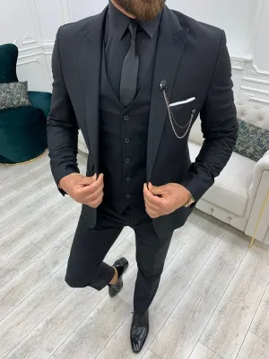 Lance Black Slim Fit Suit - Versatile Three-Piece Ensemble for Any Occasion