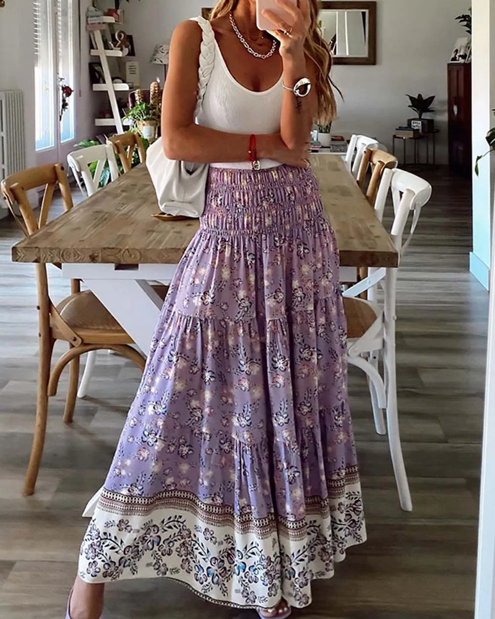 Lavender Shadows Maxi Skirt