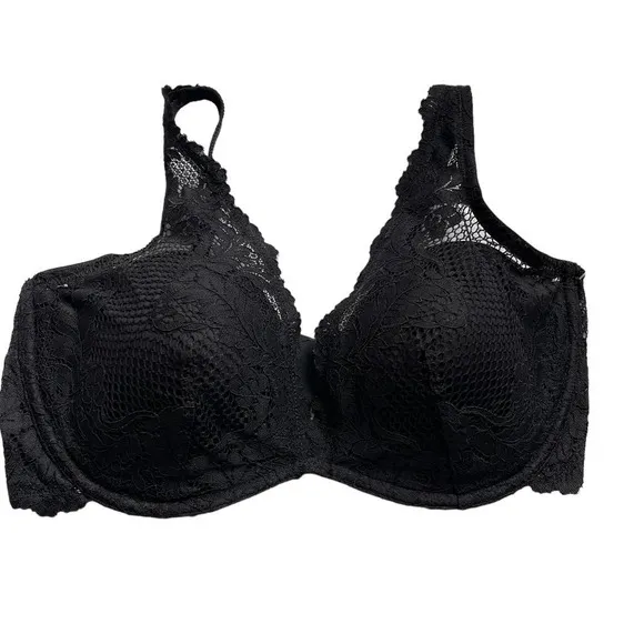 Le Mystere Lace Allure Plunge Underwire Demi Bra Black Women's Size 36DD NWT