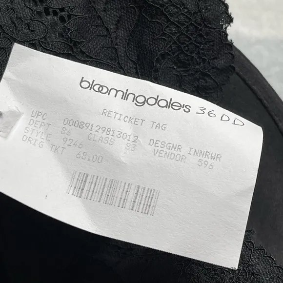 Le Mystere Lace Allure Plunge Underwire Demi Bra Black Women's Size 36DD NWT