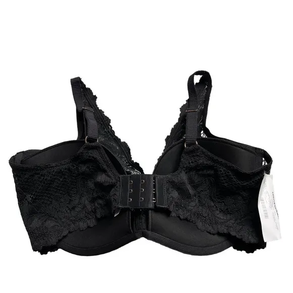 Le Mystere Lace Allure Plunge Underwire Demi Bra Black Women's Size 36DD NWT