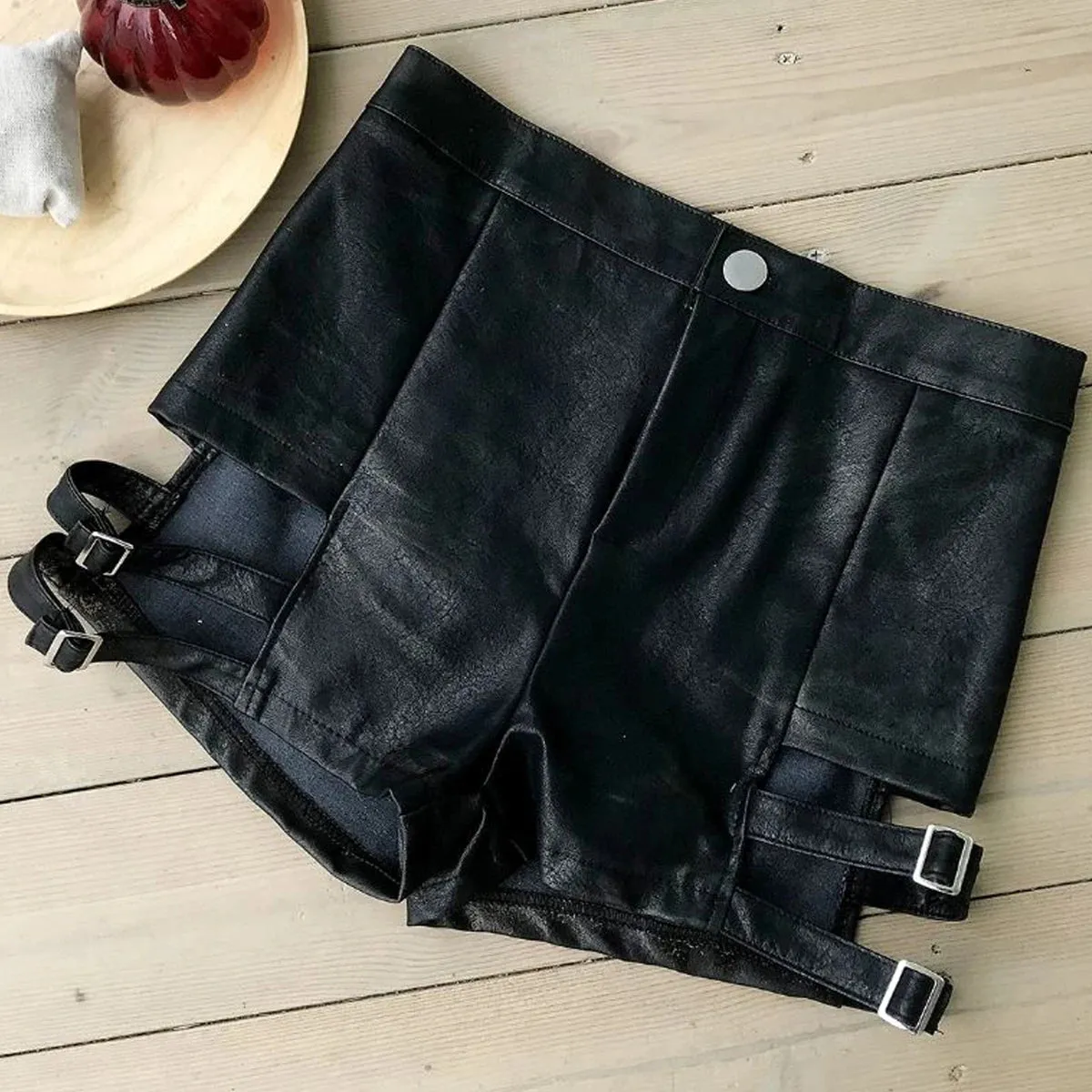 Leather Mini Slim Shorts