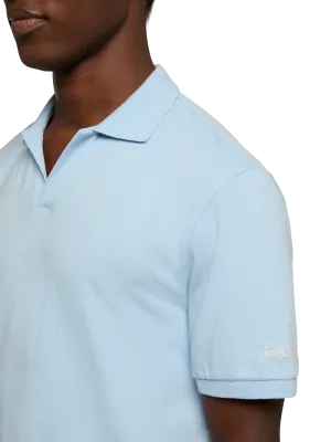 Light blue cotton piquet buttonless polo shirt Charles