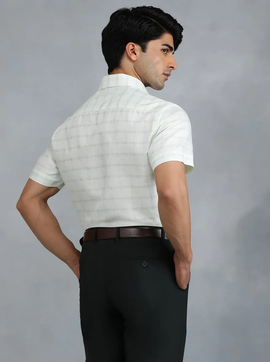 Light Green Checked Regular Fit Formal Shirt | Greenfibre
