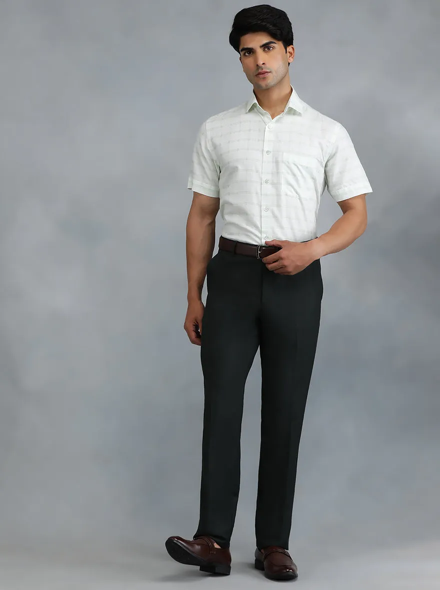 Light Green Checked Regular Fit Formal Shirt | Greenfibre