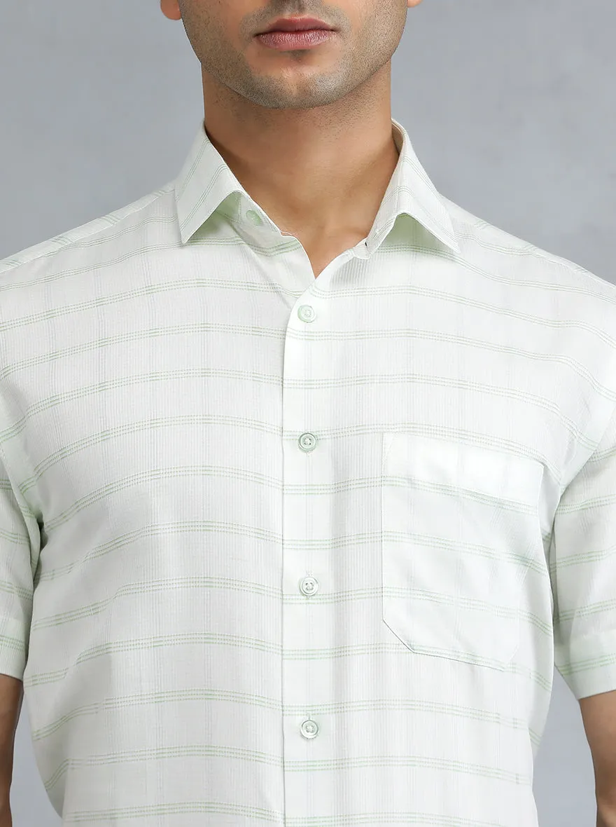 Light Green Checked Regular Fit Formal Shirt | Greenfibre