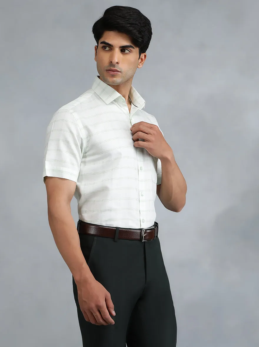 Light Green Checked Regular Fit Formal Shirt | Greenfibre
