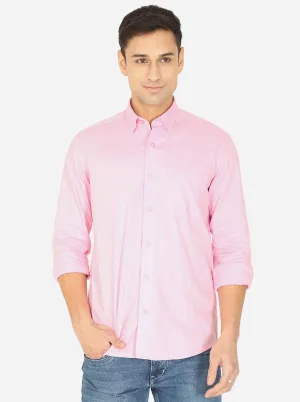 Light Pink Solid Slim Fit Casual Shirt | JadeBlue