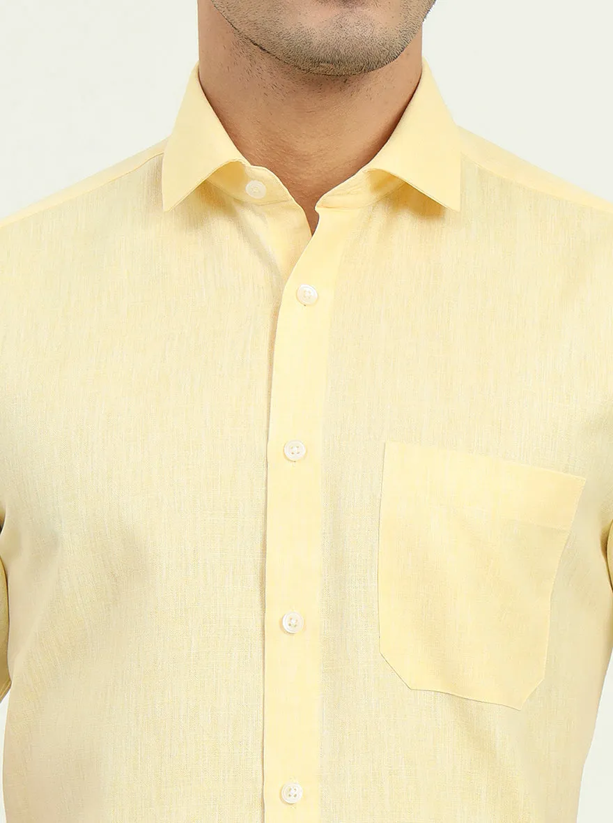 Light Yellow Solid Regular Fit Formal Shirt | Greenfibre