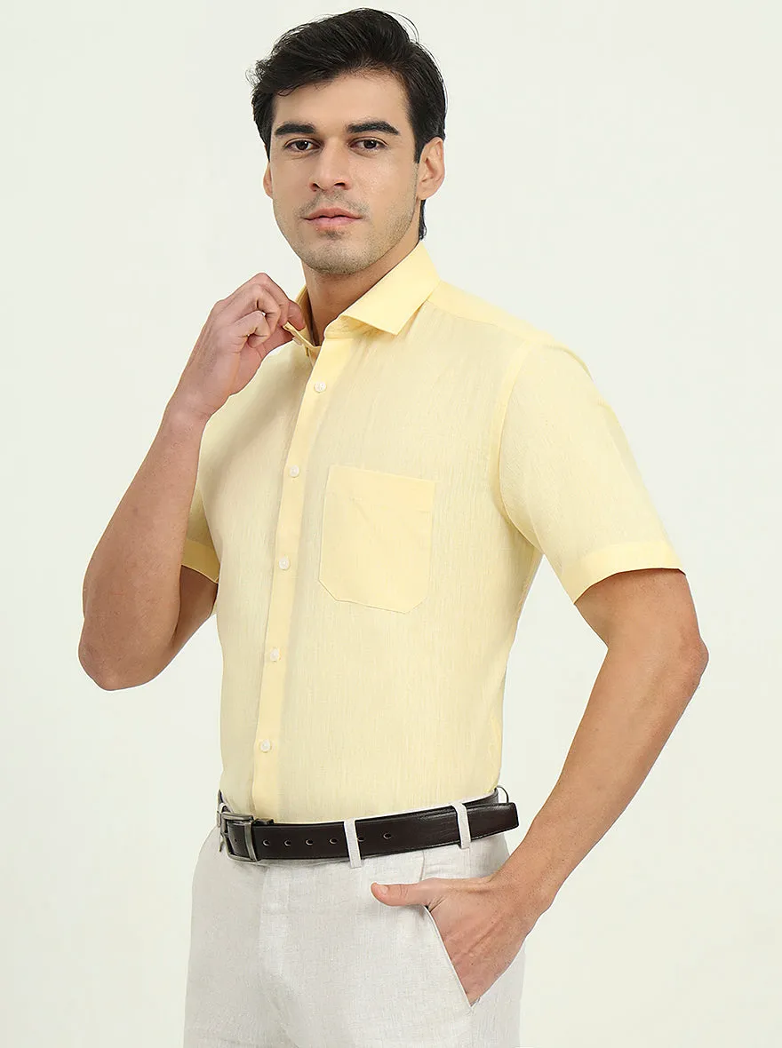Light Yellow Solid Regular Fit Formal Shirt | Greenfibre