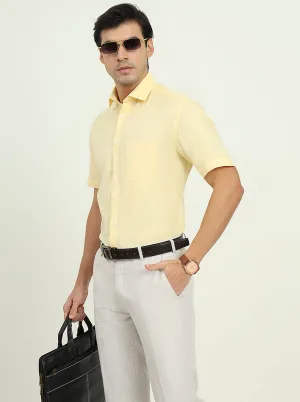 Light Yellow Solid Regular Fit Formal Shirt | Greenfibre