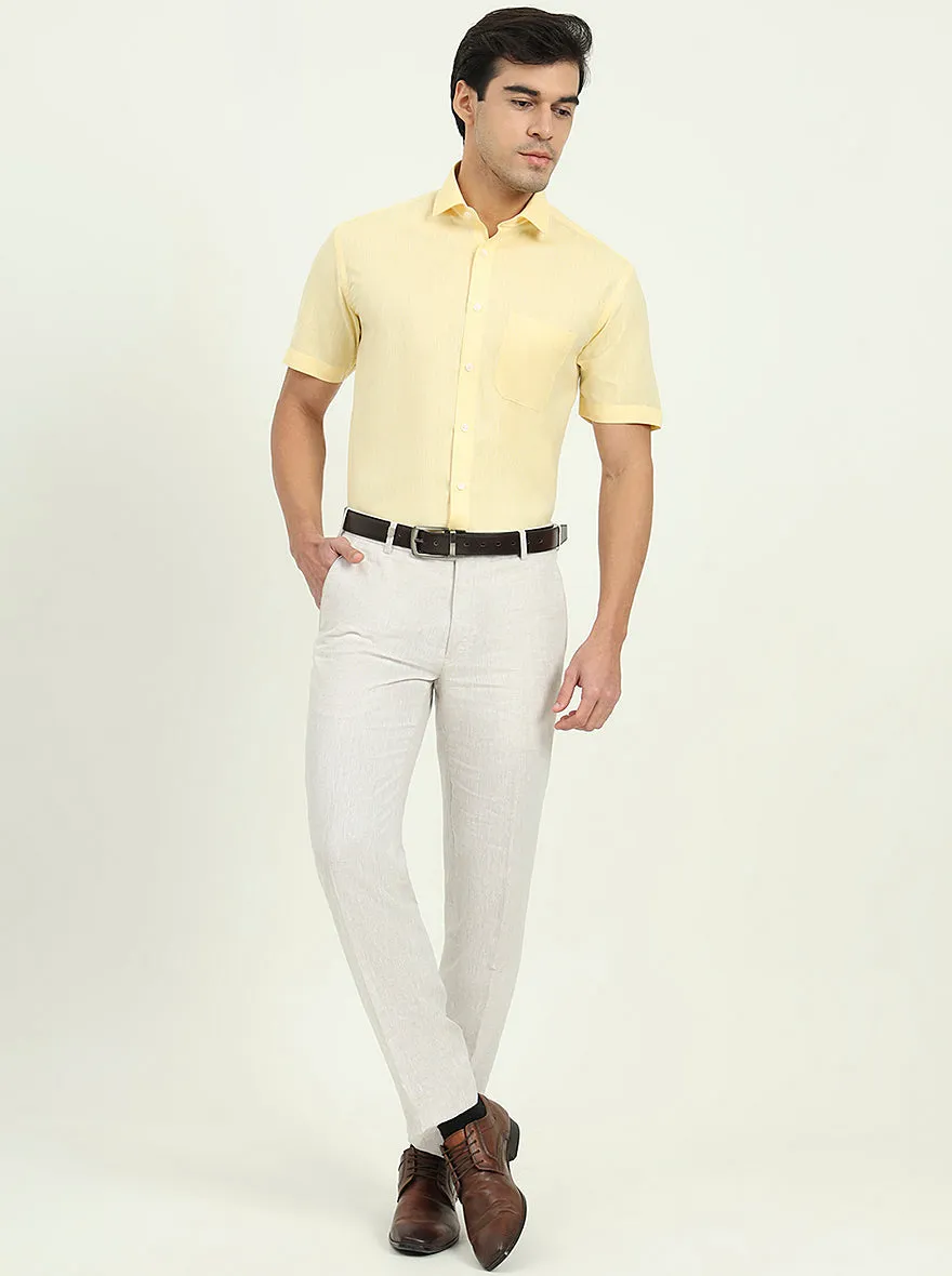 Light Yellow Solid Regular Fit Formal Shirt | Greenfibre