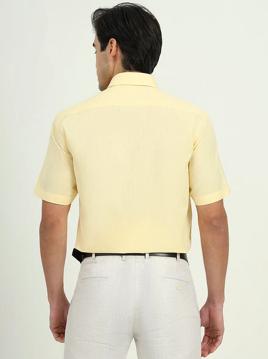 Light Yellow Solid Regular Fit Formal Shirt | Greenfibre