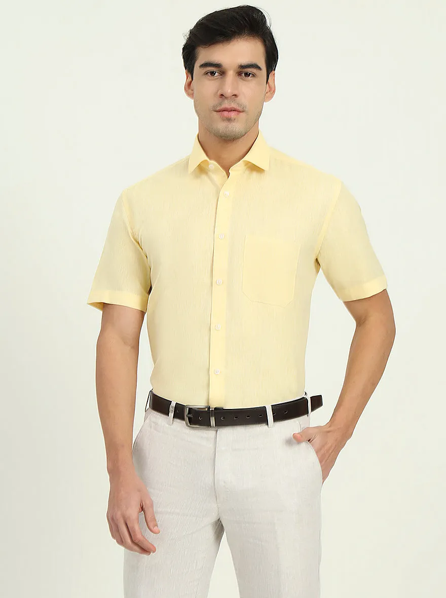 Light Yellow Solid Regular Fit Formal Shirt | Greenfibre