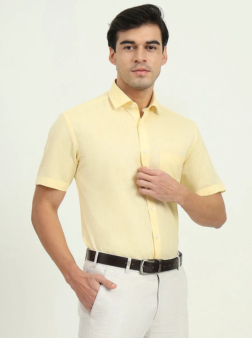 Light Yellow Solid Regular Fit Formal Shirt | Greenfibre