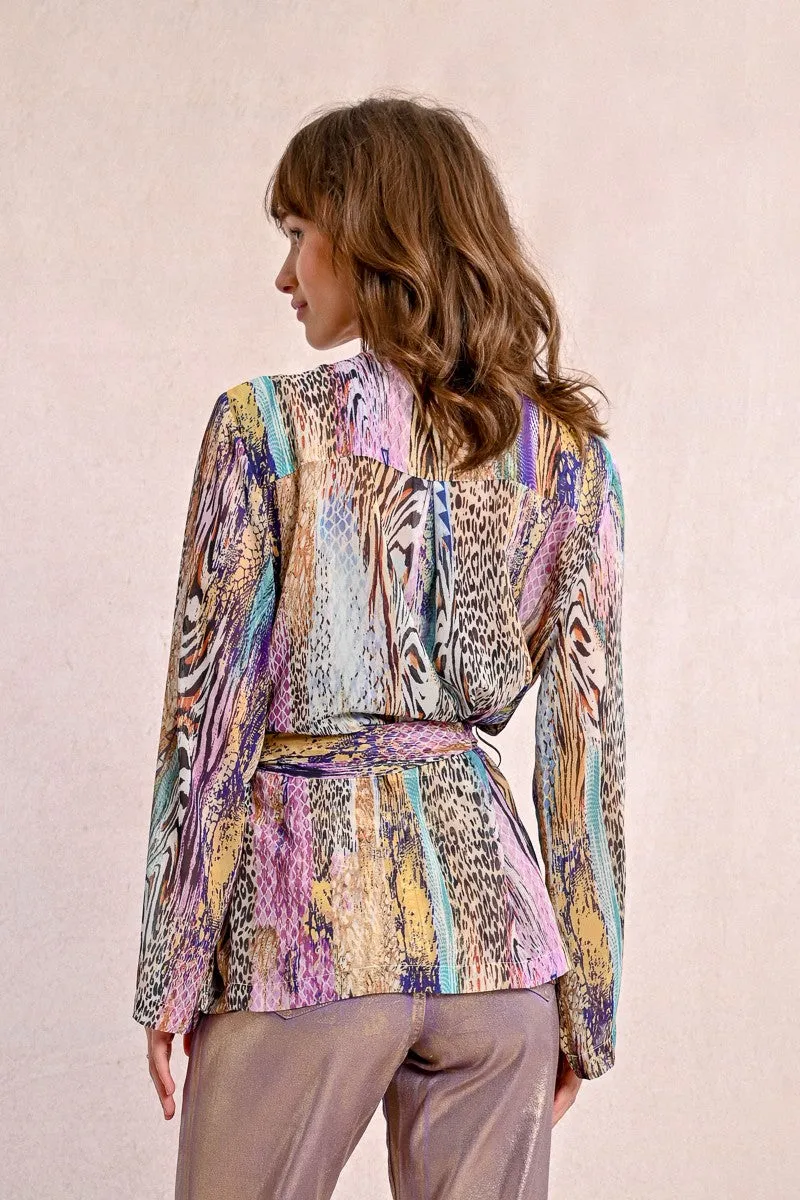 LONG-SLEEVED PRINTED KIMONO