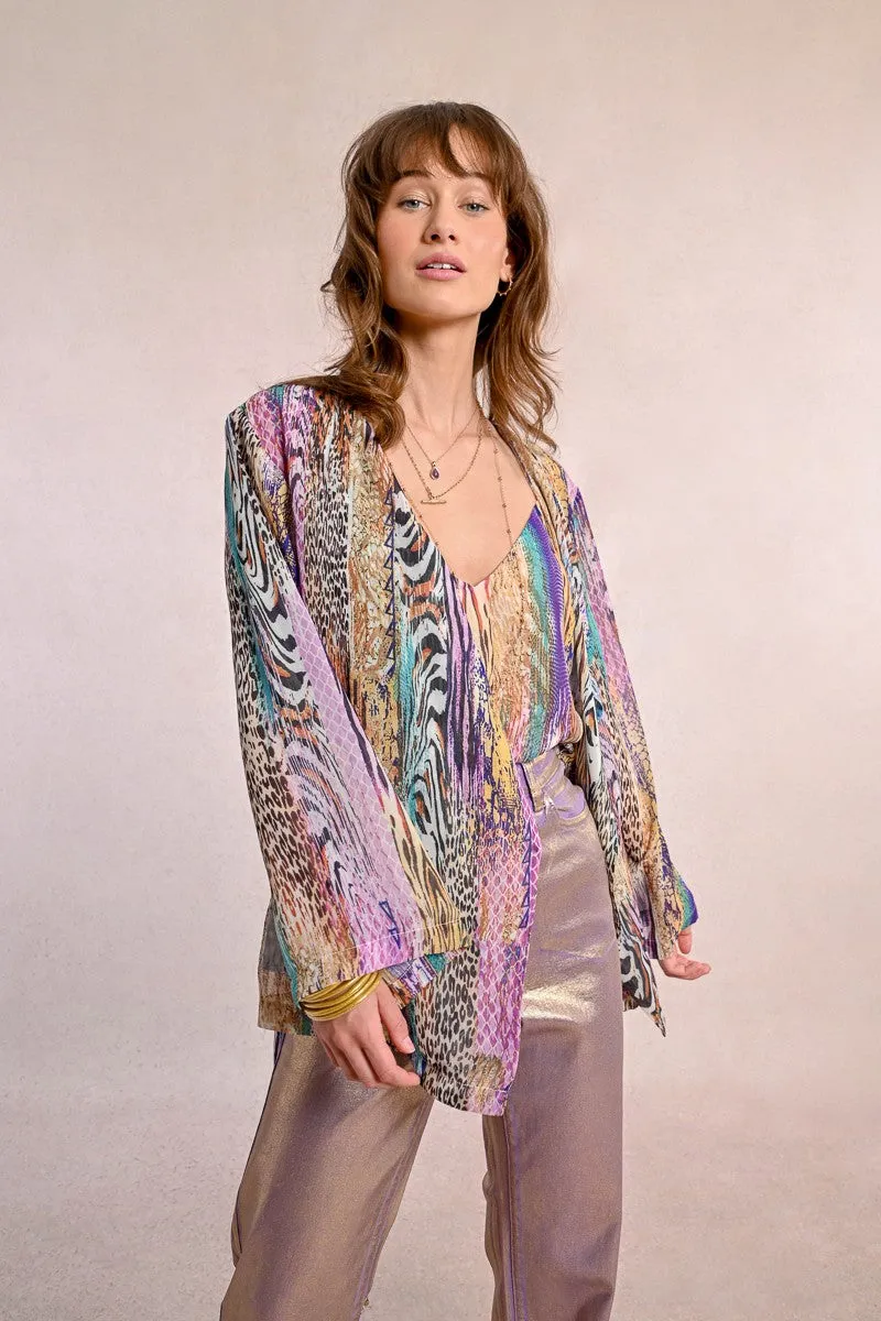 LONG-SLEEVED PRINTED KIMONO