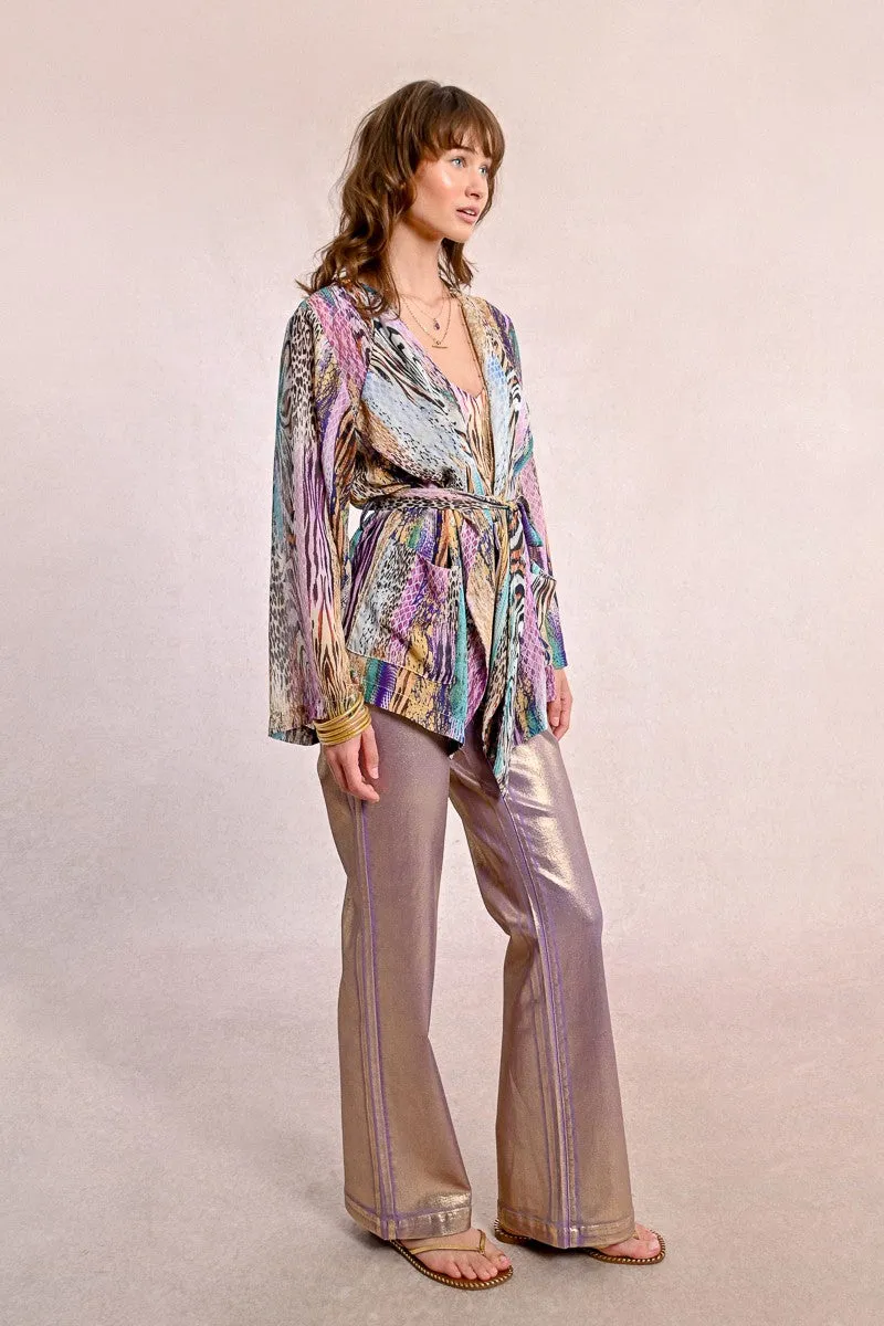 LONG-SLEEVED PRINTED KIMONO
