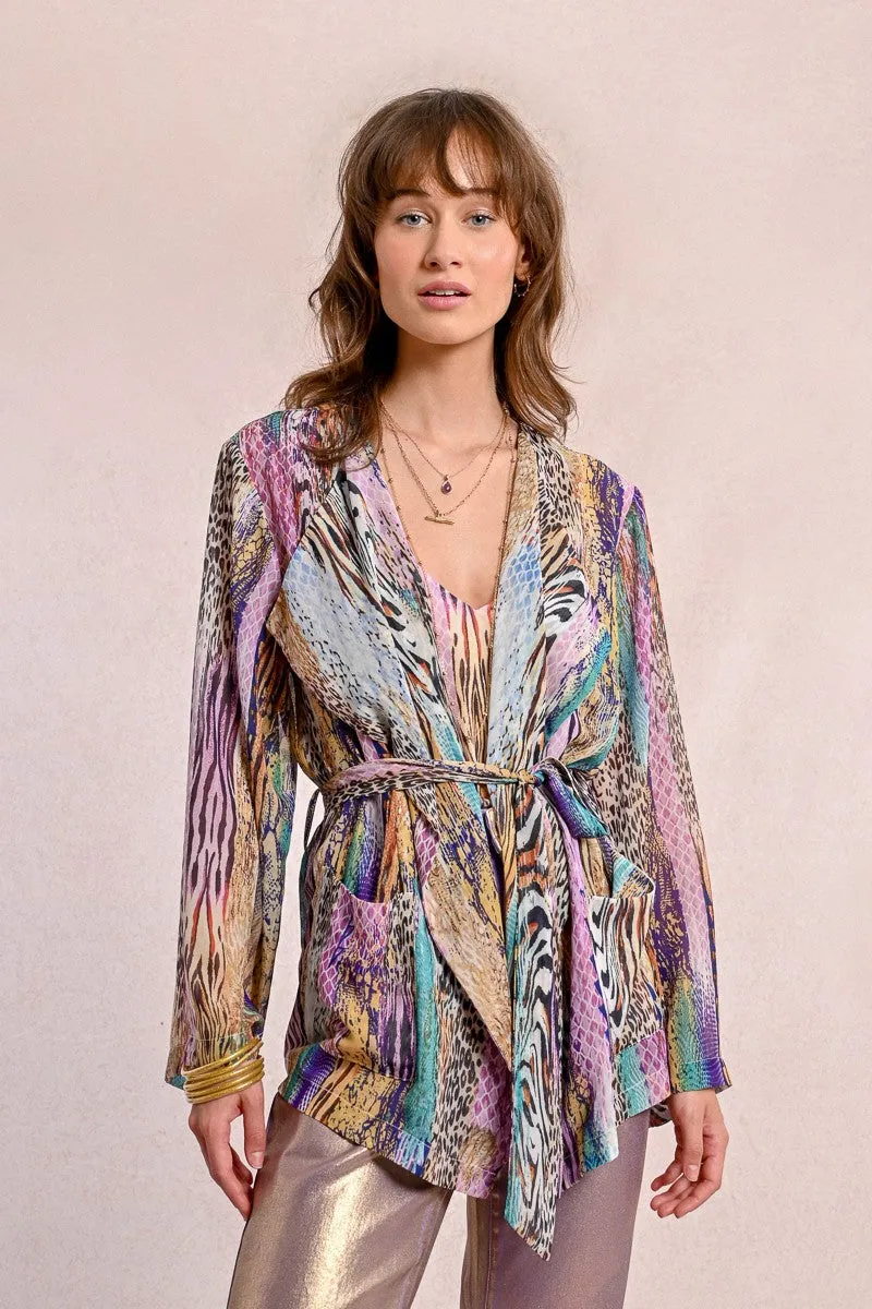 LONG-SLEEVED PRINTED KIMONO