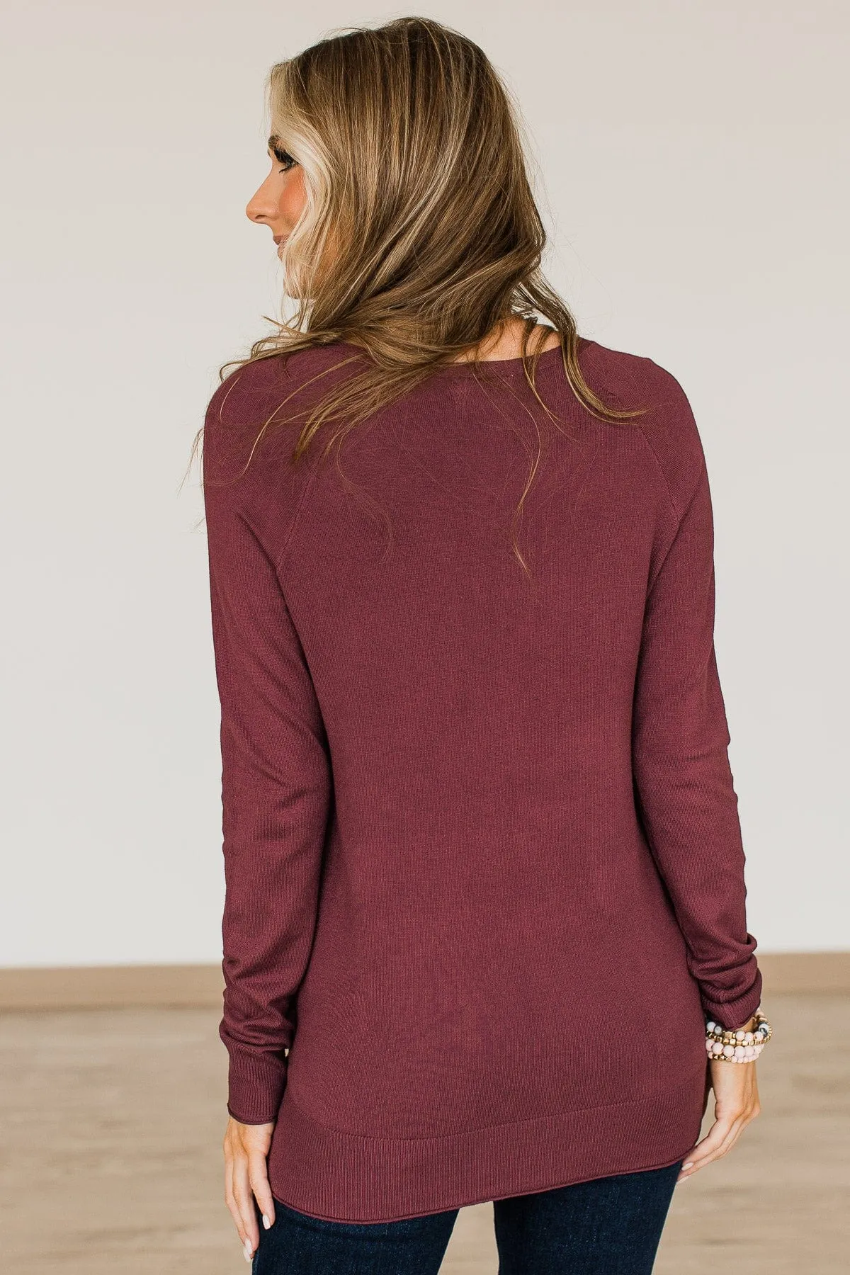 Love Never Fails Knit Top- Wine