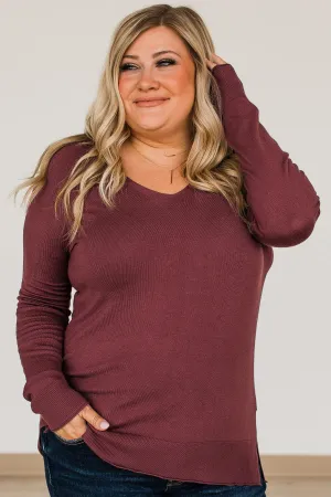 Love Never Fails Knit Top- Wine