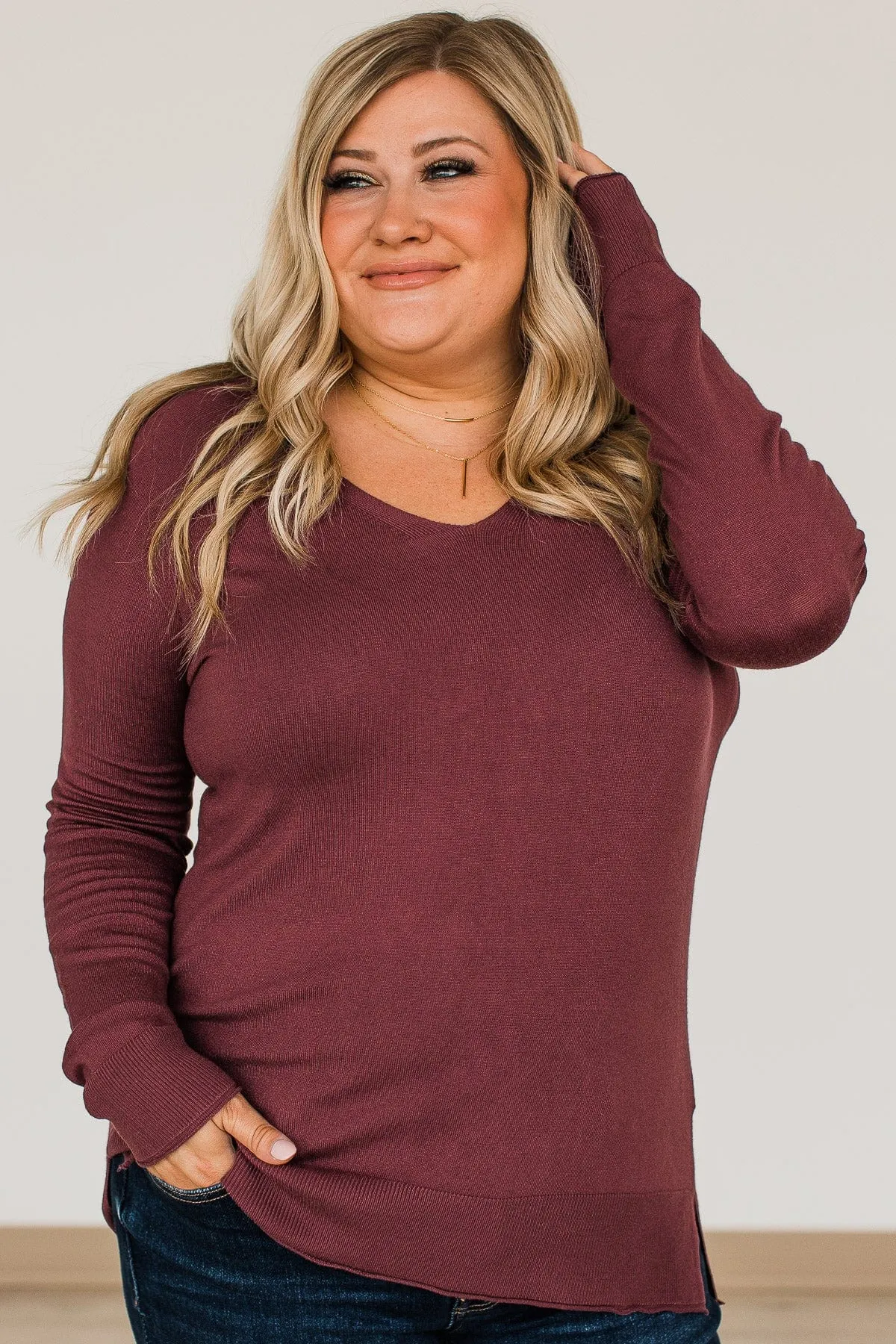 Love Never Fails Knit Top- Wine
