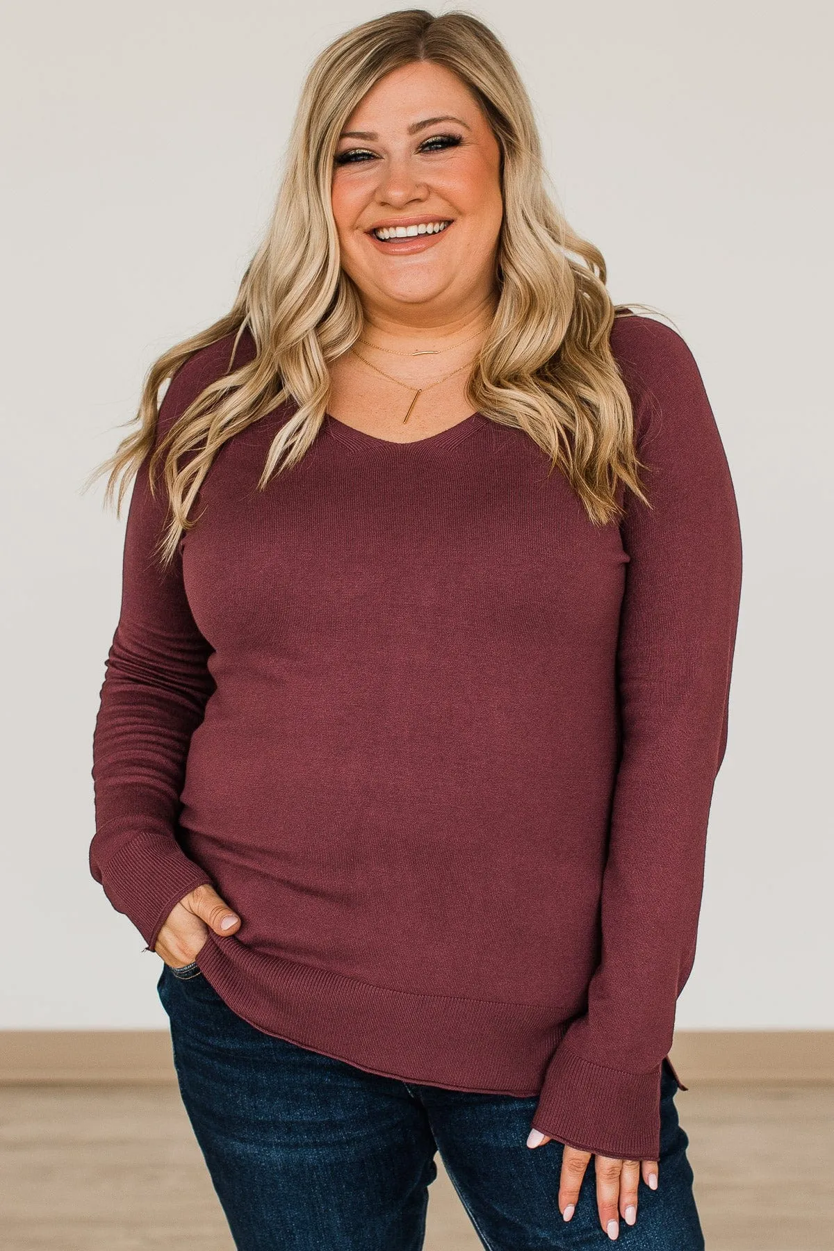 Love Never Fails Knit Top- Wine