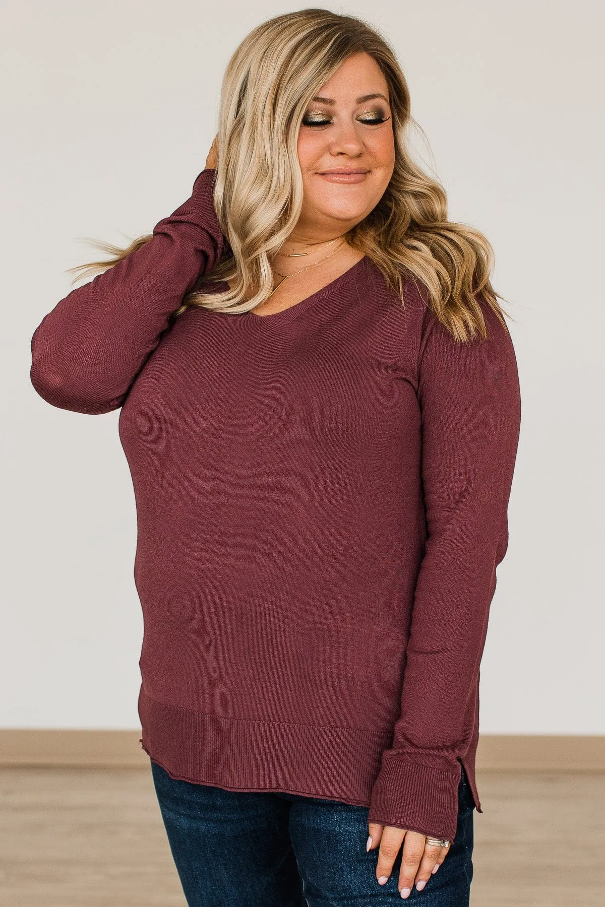 Love Never Fails Knit Top- Wine