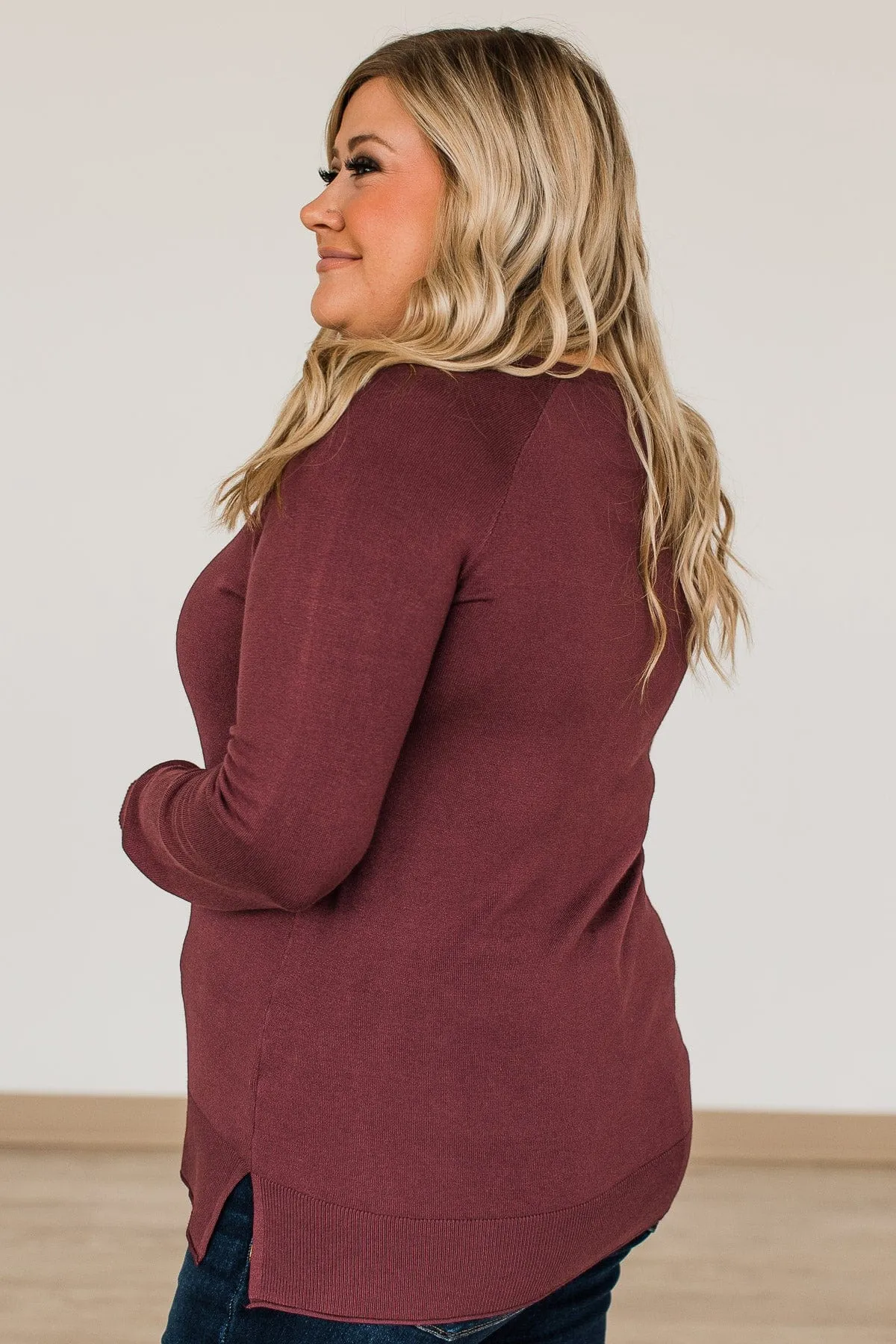 Love Never Fails Knit Top- Wine