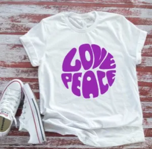 Love Peace Unisex White Short Sleeve T-shirt
