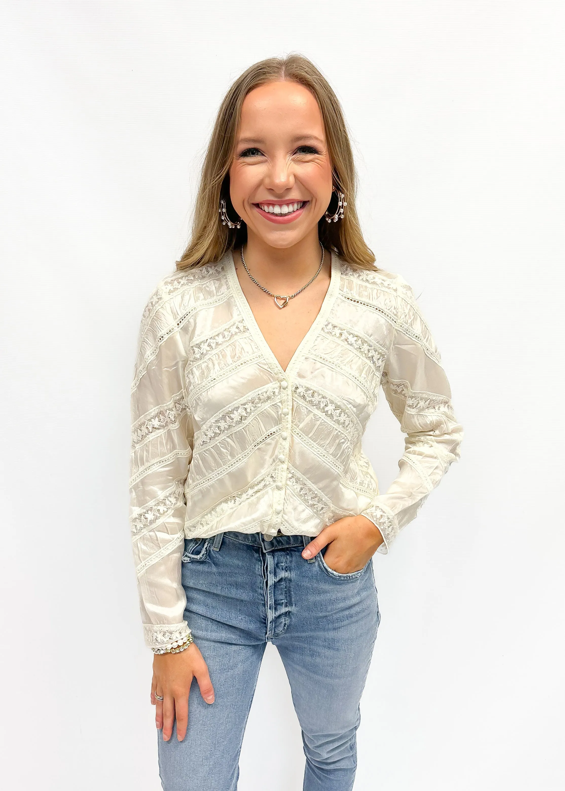 Love Shack Fancy Tandra Top - Antique White