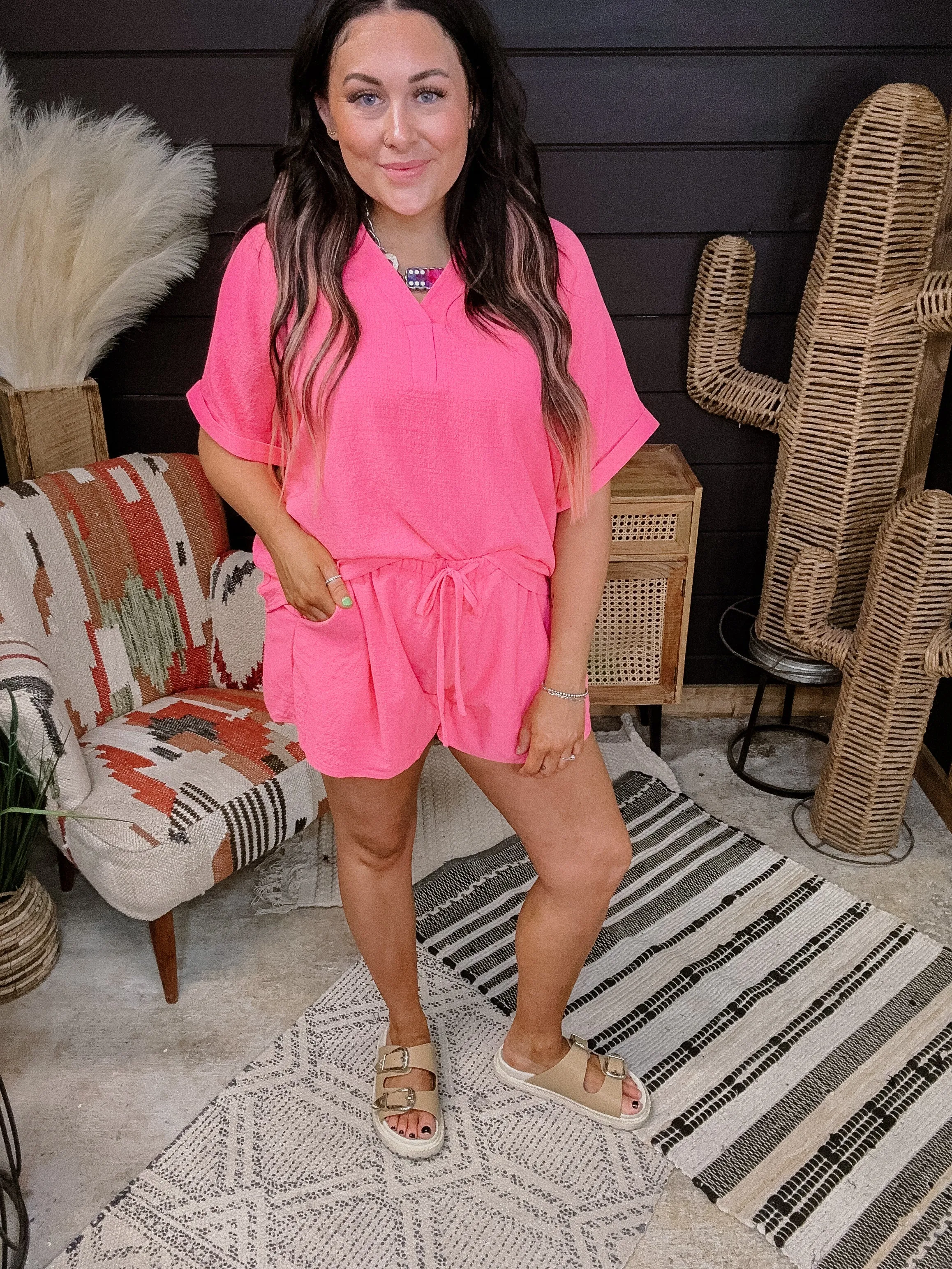Magenta Pink Texture Dolman V