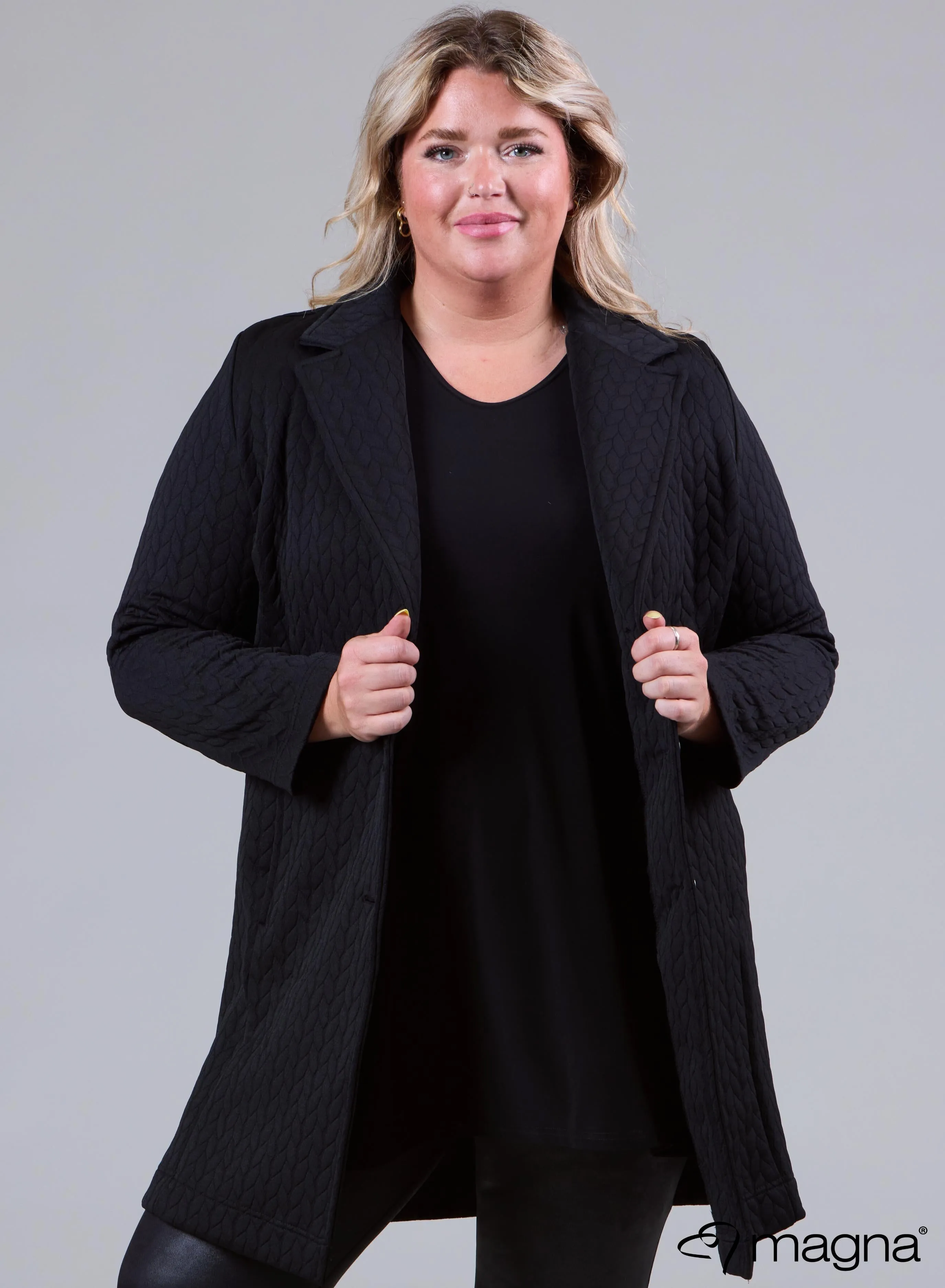 Magna Jacquard Blazer Blocks Design Black