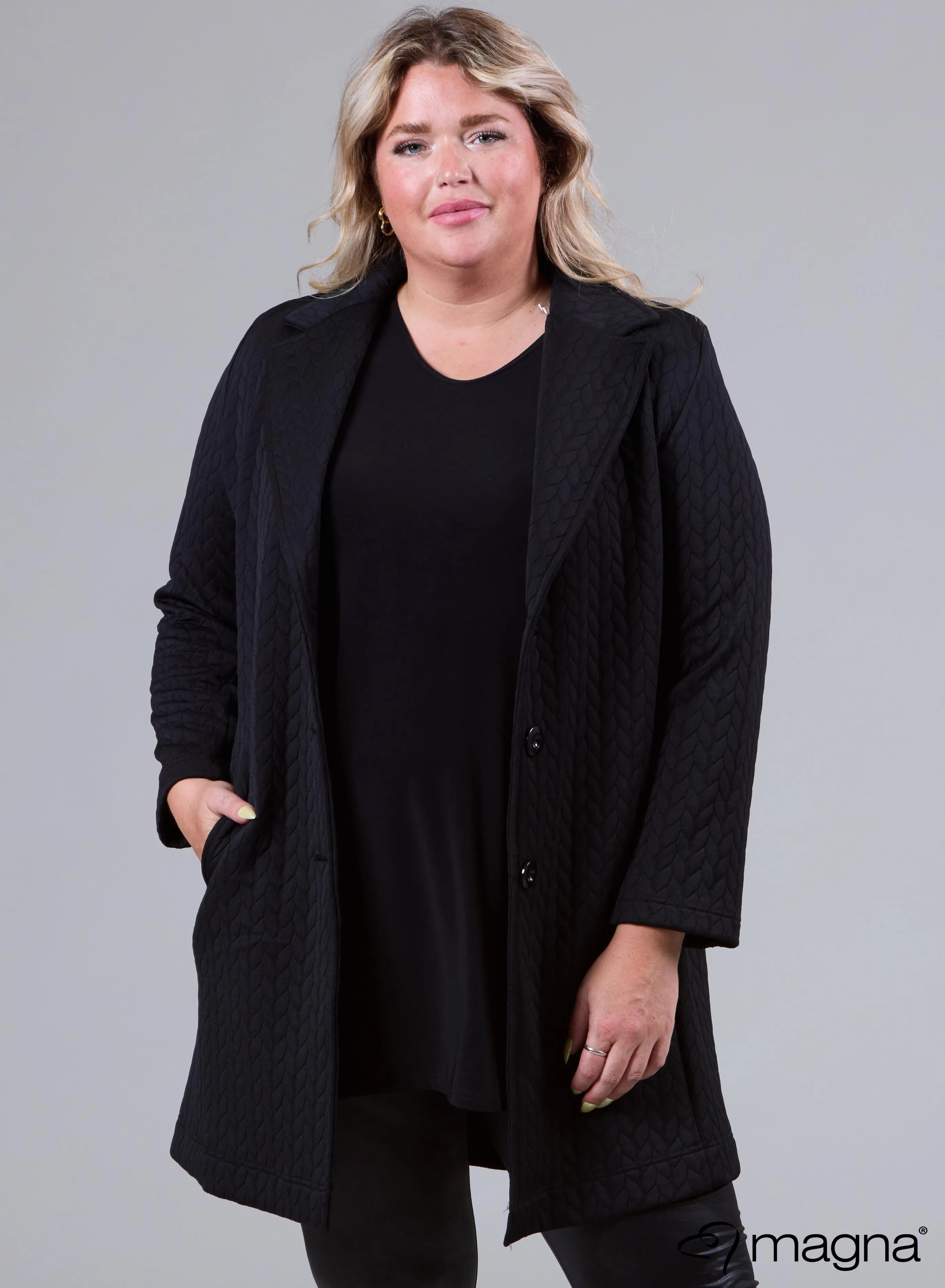 Magna Jacquard Blazer Blocks Design Black