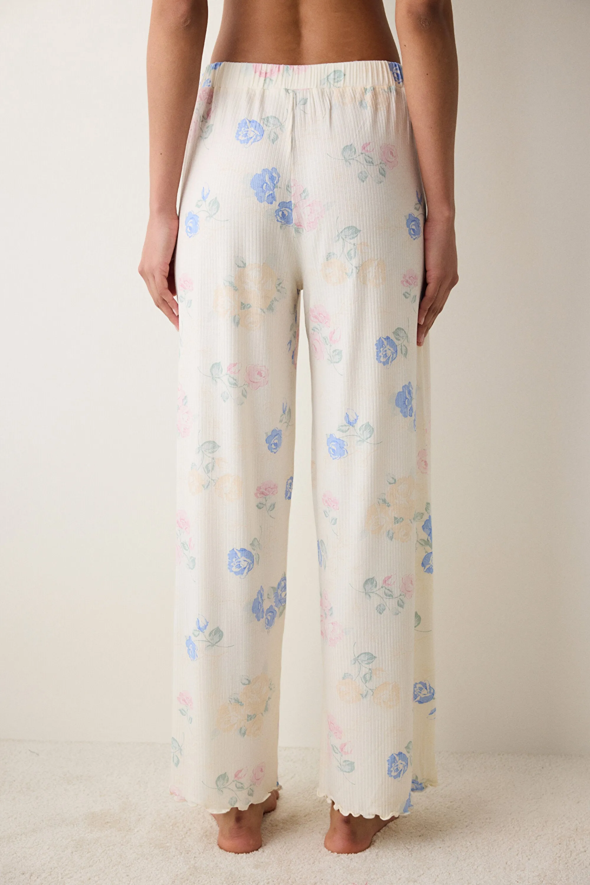 Marina Printed Trousers Ecru Pajama Bottoms