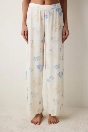 Marina Printed Trousers Ecru Pajama Bottoms