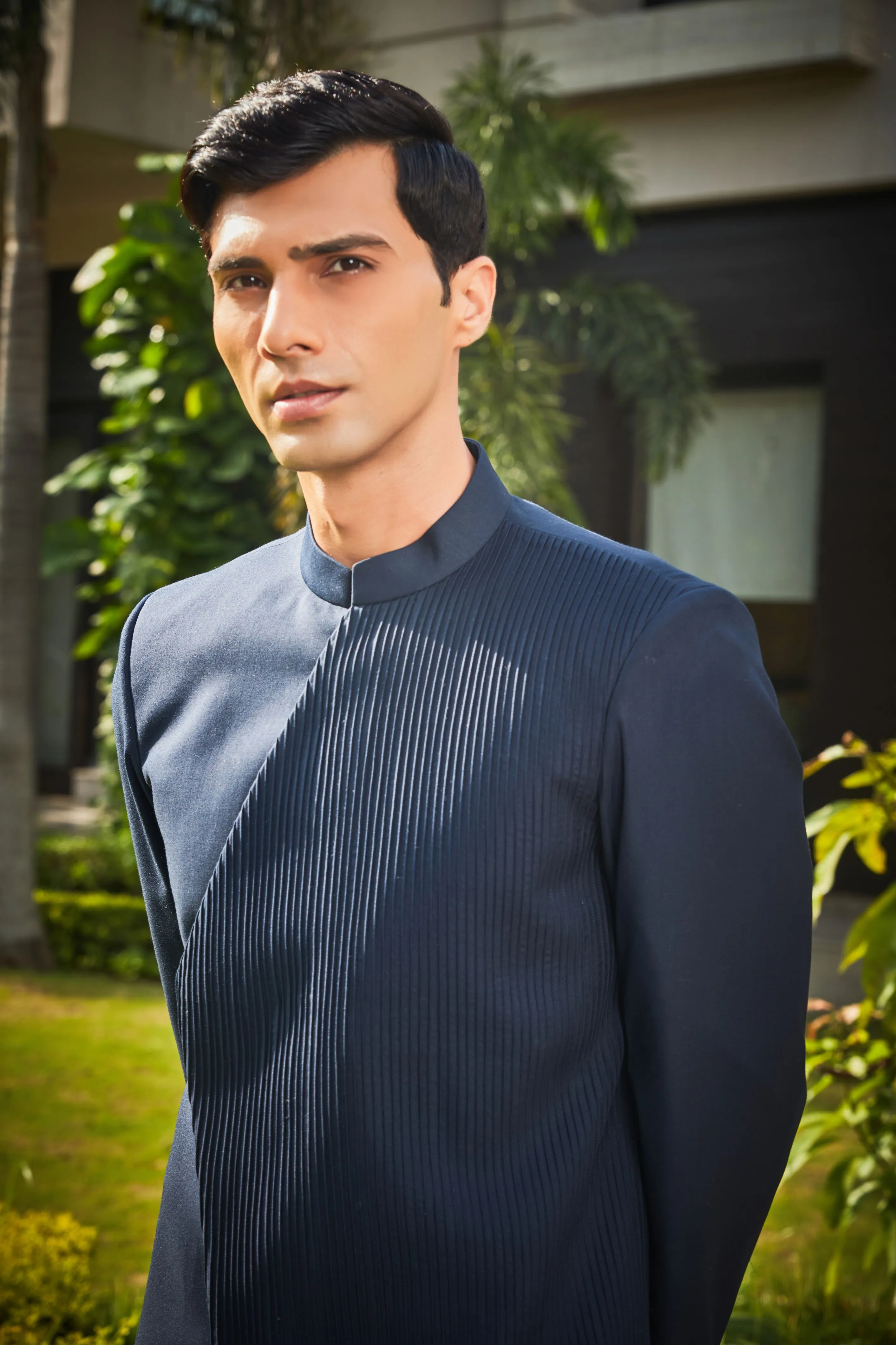 Mark- Navy blue Indo-western set