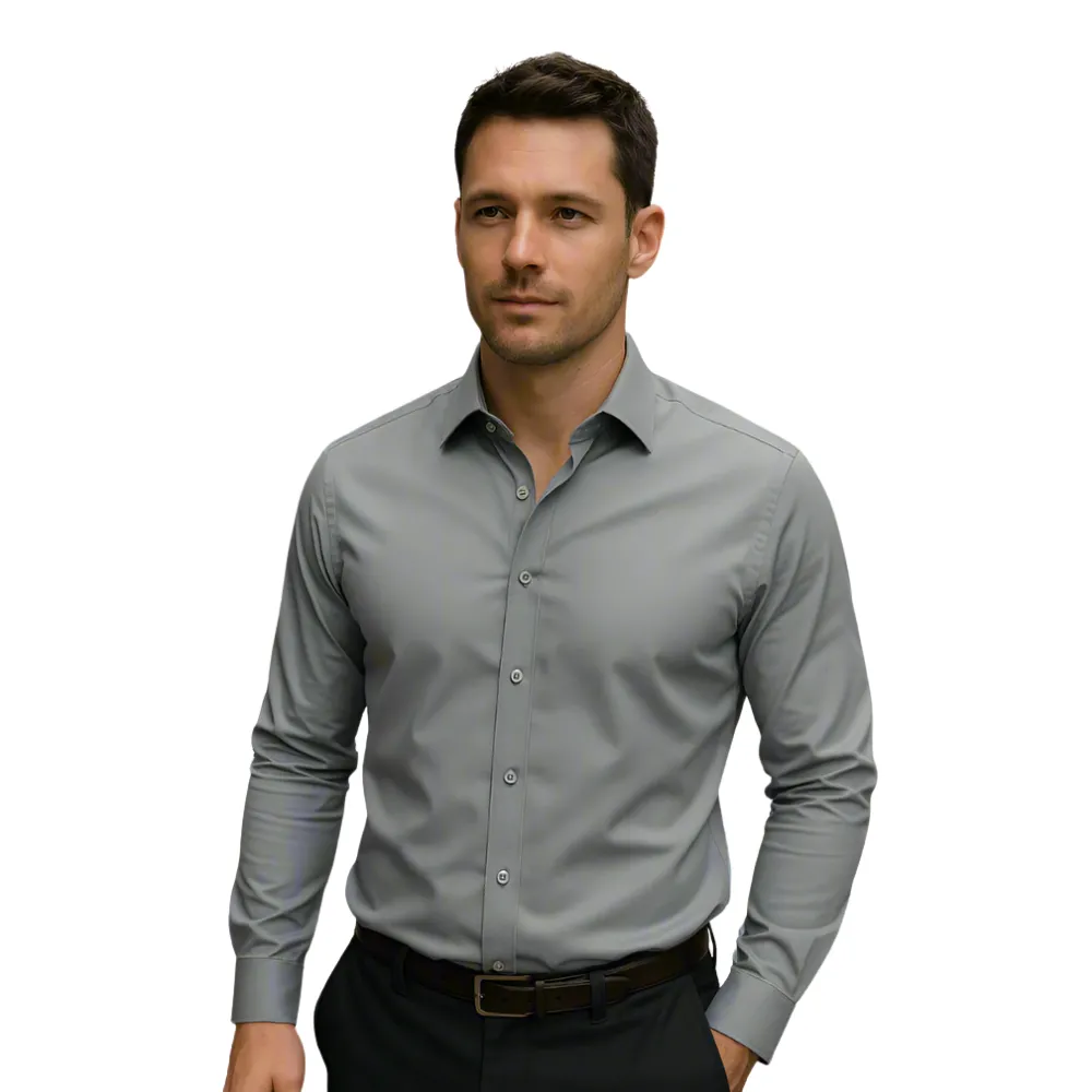 Men Long Sleeve Stretch Office Shirt