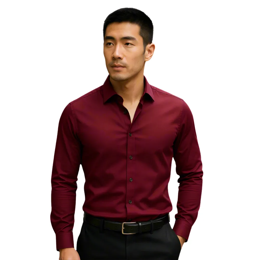 Men Long Sleeve Stretch Office Shirt