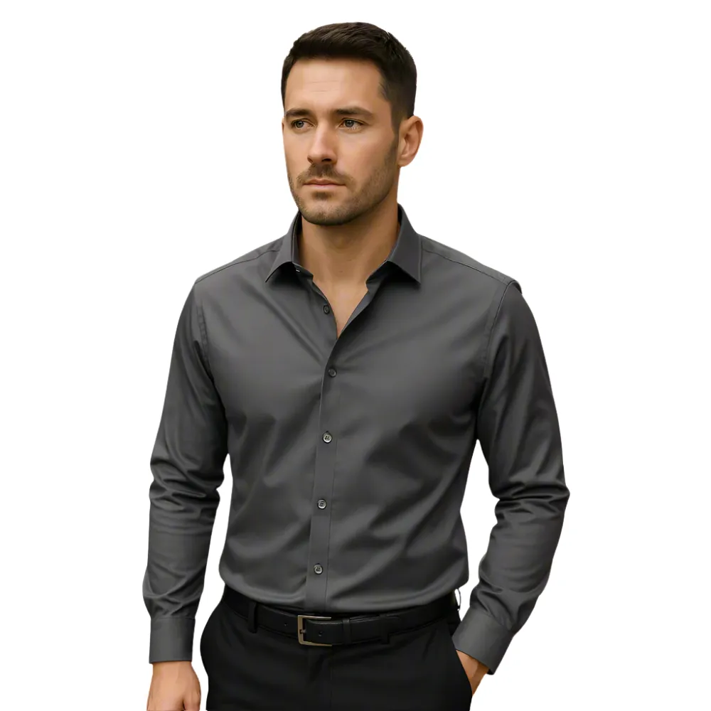 Men Long Sleeve Stretch Office Shirt